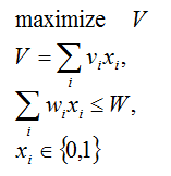 ナップサック問題の数式での記述例