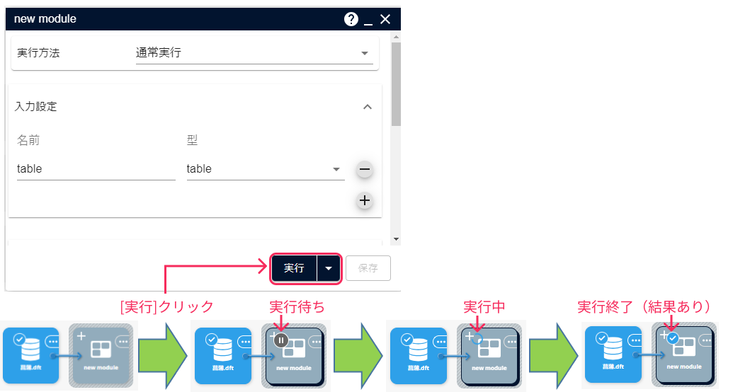 モジュールノードの実行